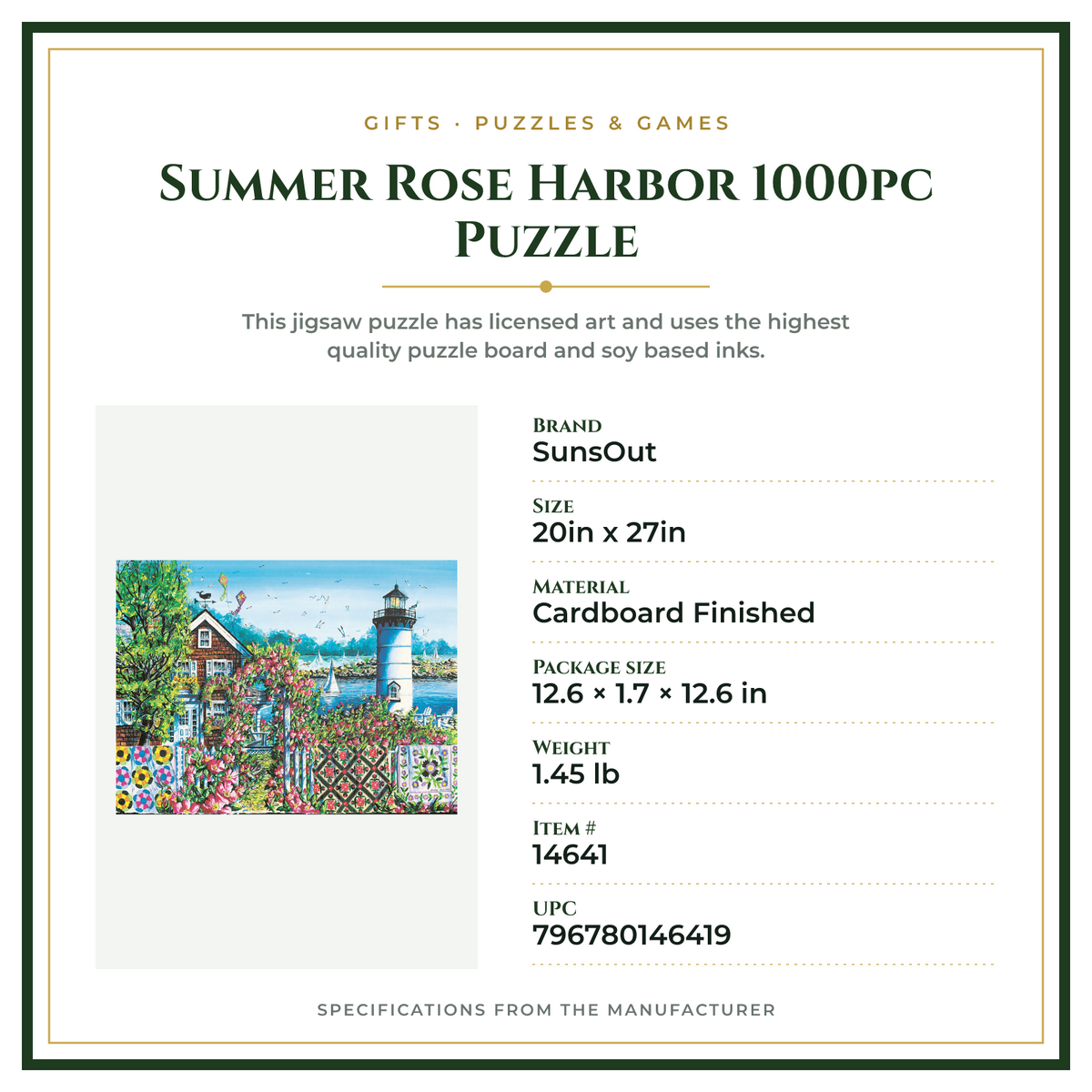 Product Specifications – Summer Rose Harbor 1000pc Puzzle