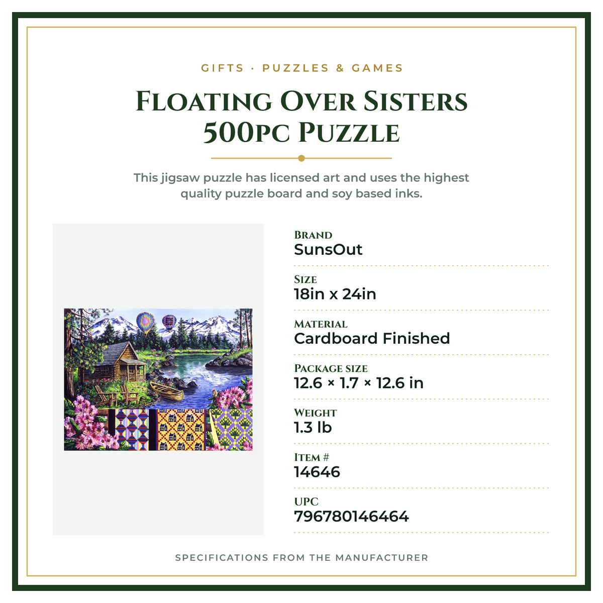 Product Specifications – Floating Over Sisters 500pc Puzzle