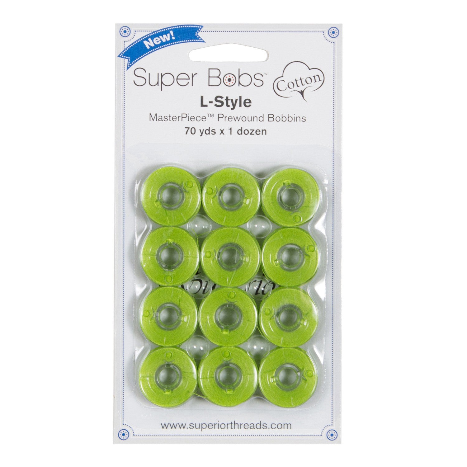 Super Bobs MasterPiece Cotton 70yd Prewound Bobbins 12ct L-Style SubLime