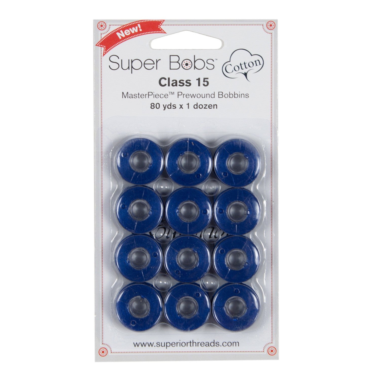 Super Bobs MasterPiece Cotton 80yd Prewnd Bobbins 12ct Class 15 Starry Starry Nt