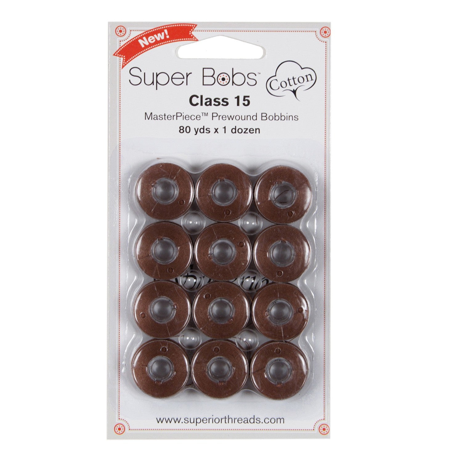Super Bobs MasterPiece Cotton 80yd Prewound Bobbins 12ct Class 15 El Greco