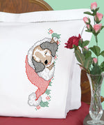 Santa Puppy Perle Edge Pillowcases