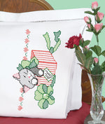 Christmas Kitty Perle Edge Pillowcases