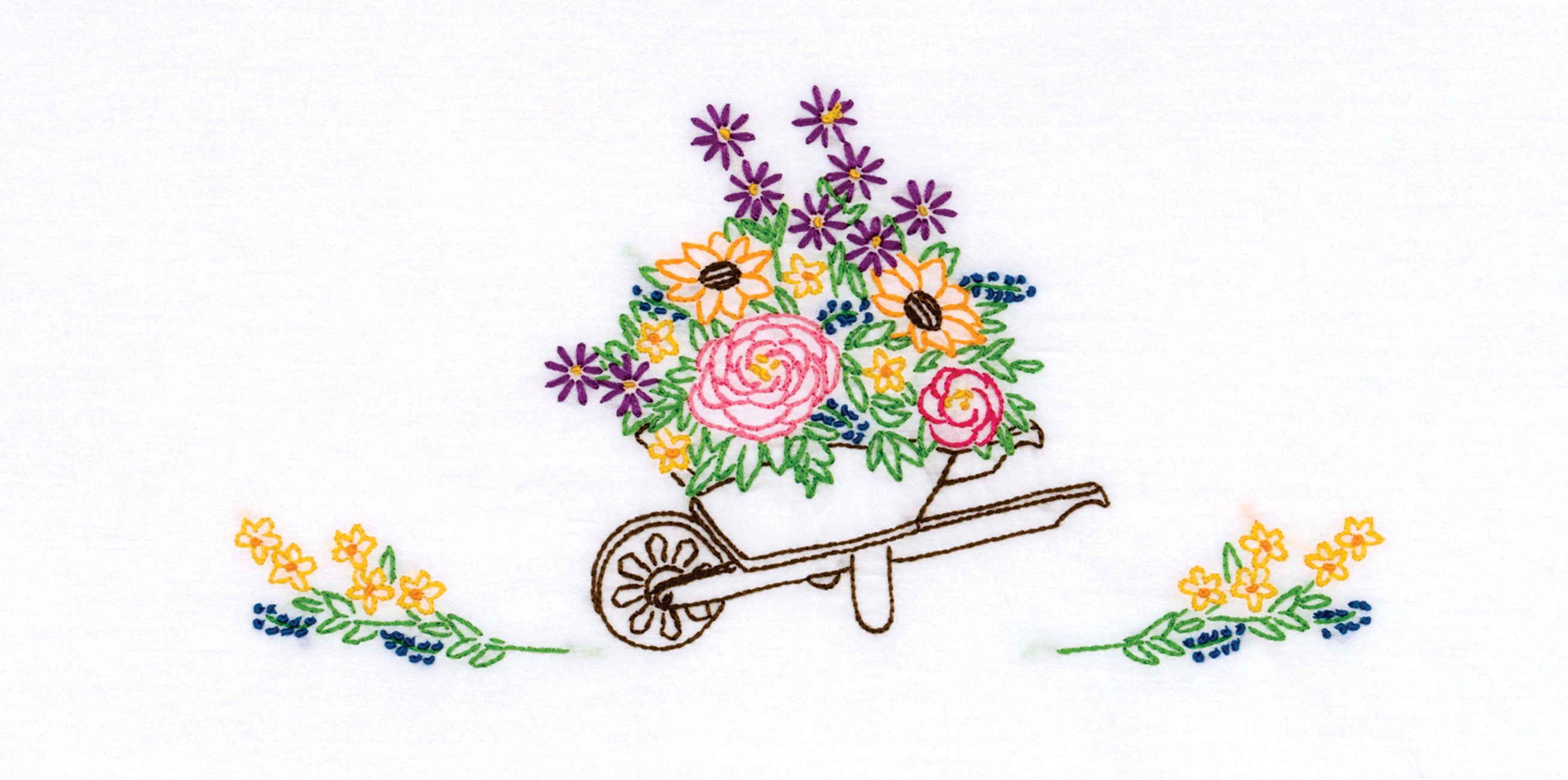 Wheelbarrow Of Flowers Perle Edge Pillowcases