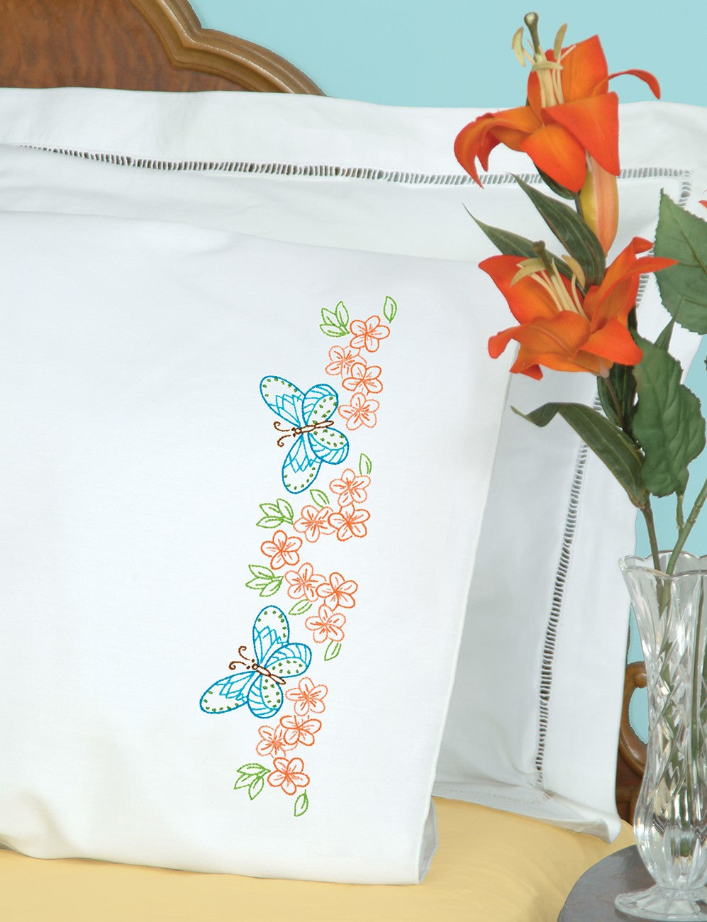 Butterflies & Flowers Perle Edge Pillowcases