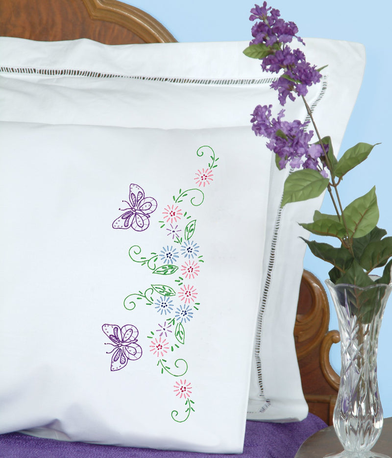 Butterflies & Flowers Perle Edge Pillowcases