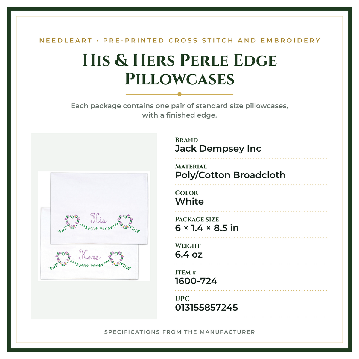 Product Specifications – His & Hers Perle Edge Pillowcases