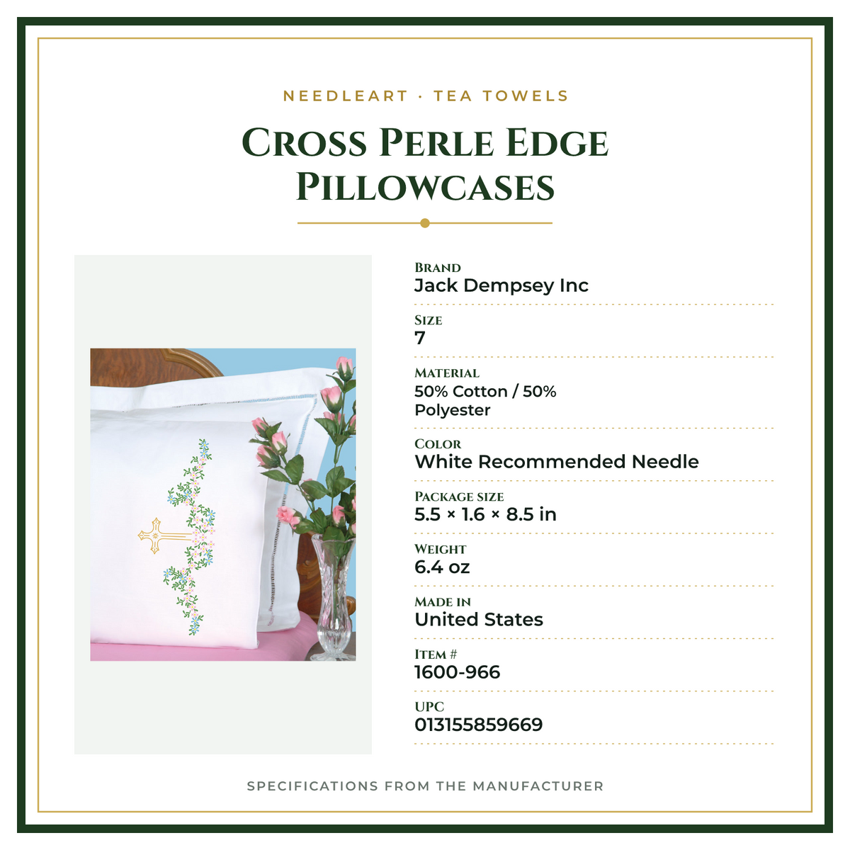 Product Specifications – Cross Perle Edge Pillowcases