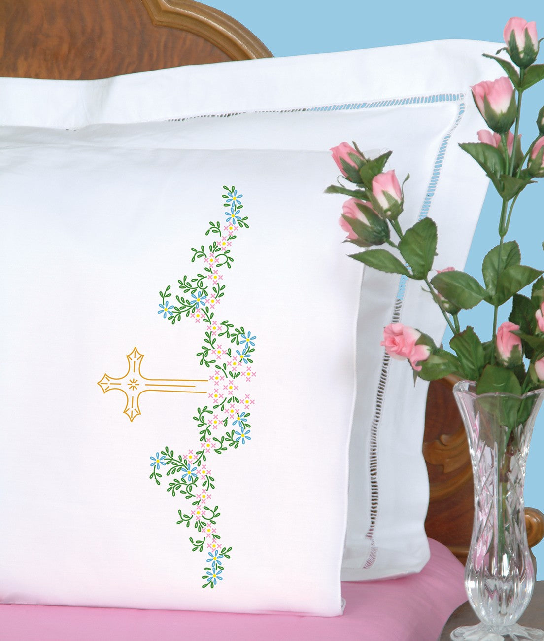 Cross Perle Edge Pillowcases