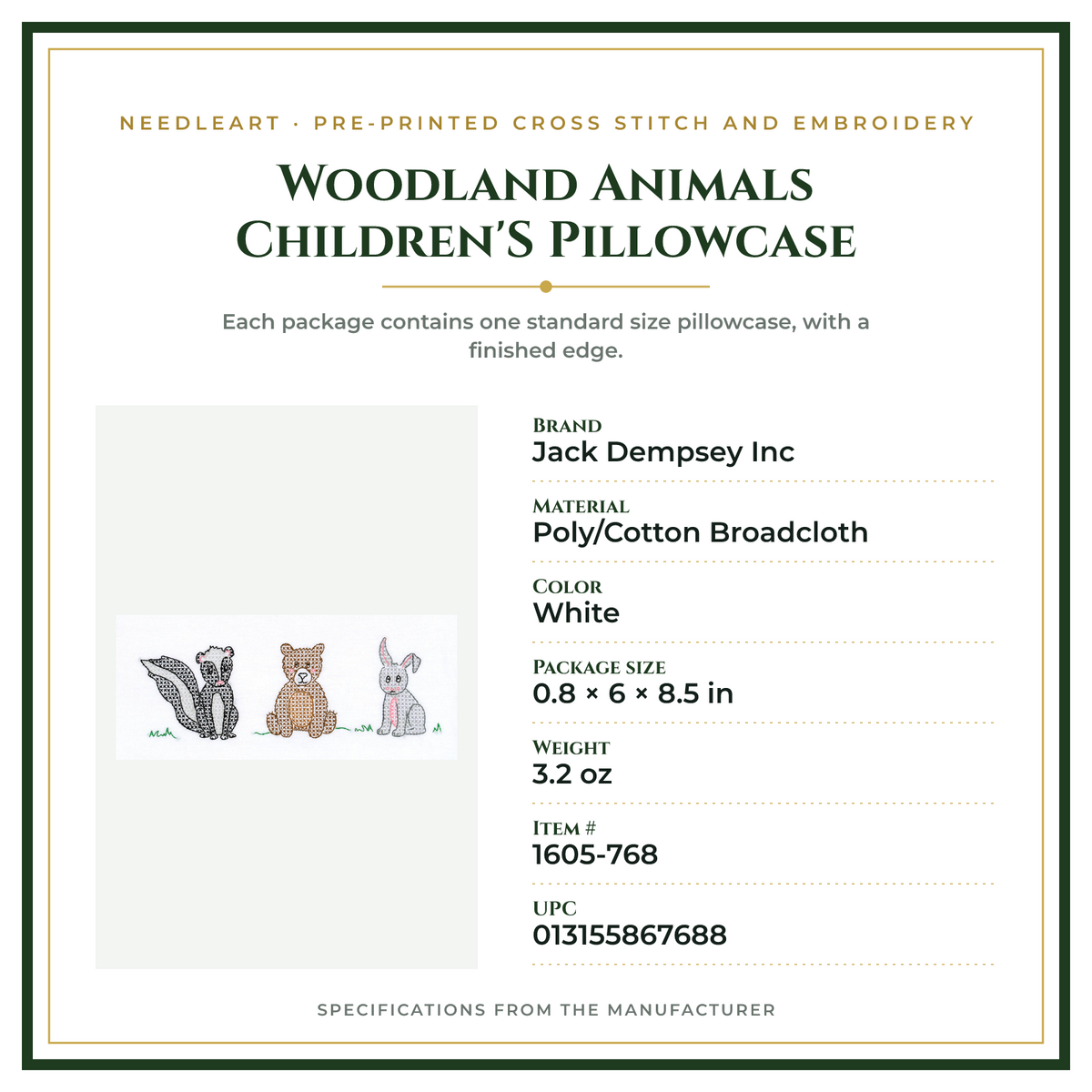 Product Specifications – Woodland Animals Children'S Pillowcase