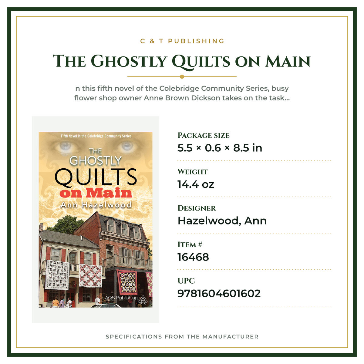 Product Specifications – The Ghostly Quilts on Main