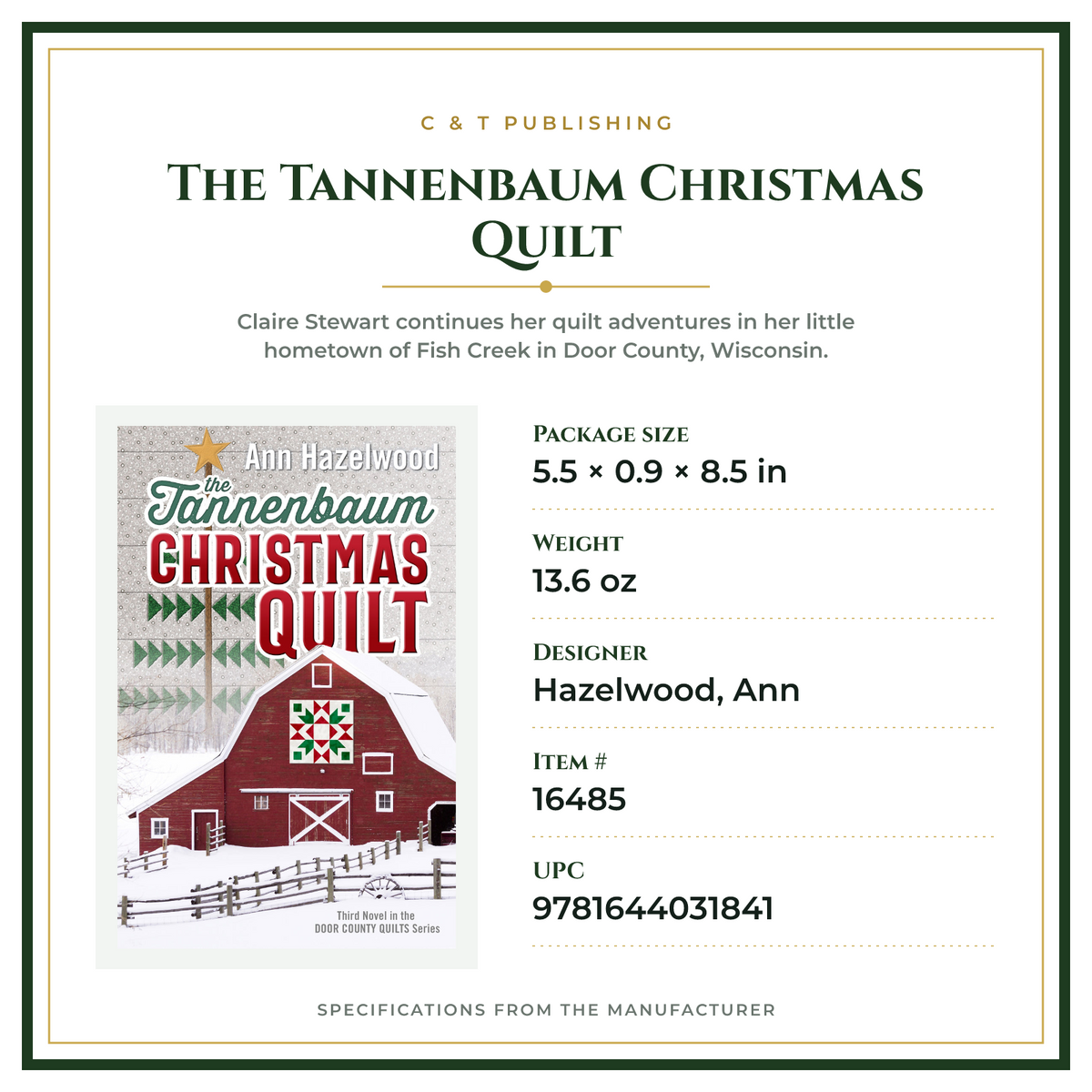 Product Specifications – The Tannenbaum Christmas Quilt