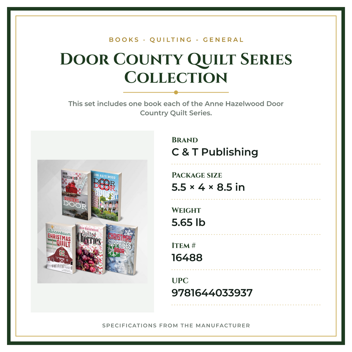 Product Specifications – Door County Quilt Series Collection