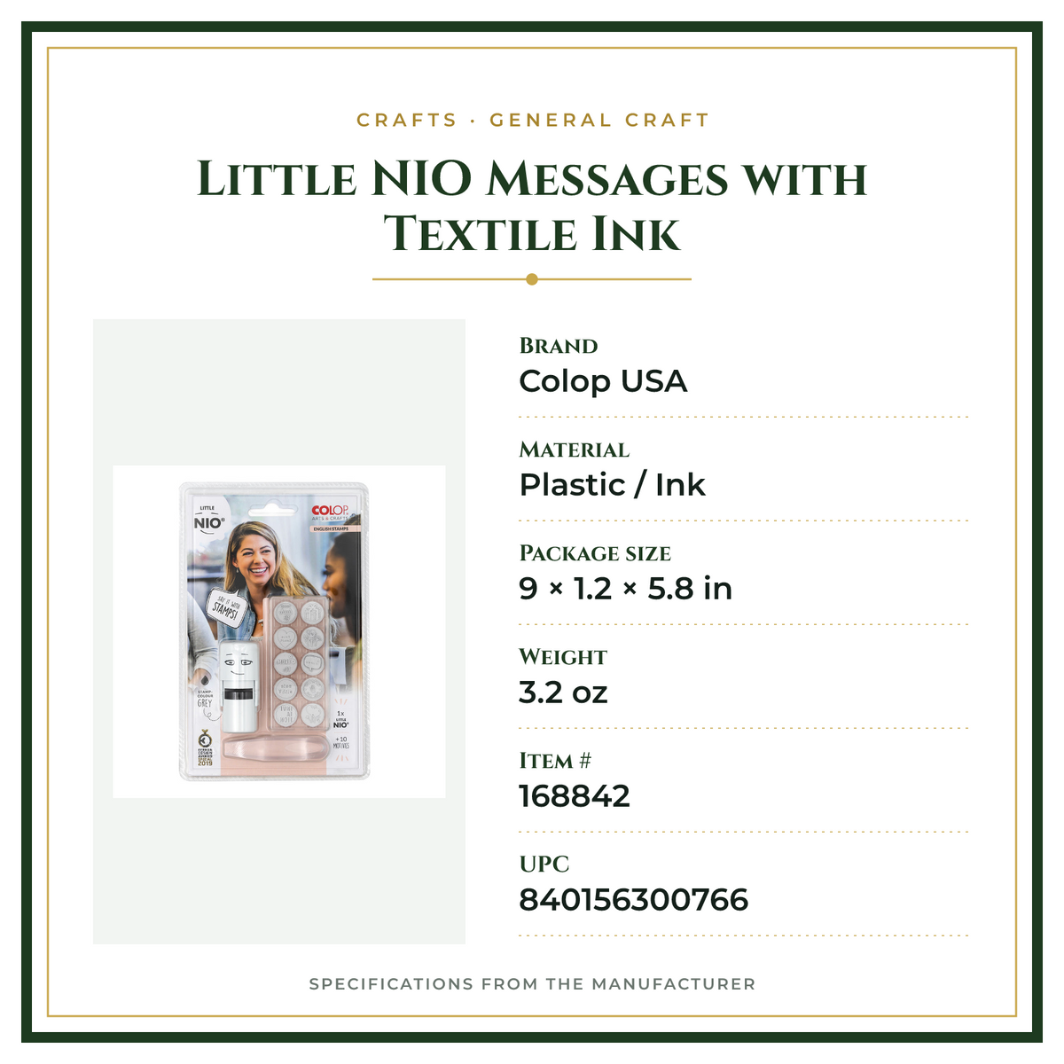 Product Specifications – Little NIO Messages with Textile Ink