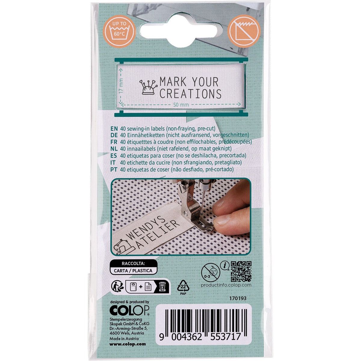 Craft Labeler Sew-in Labels Satin White 40pk