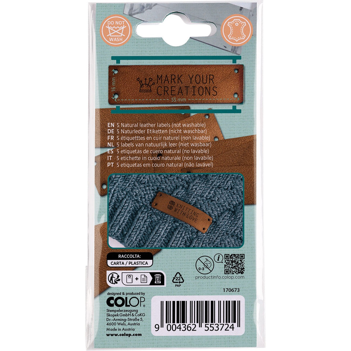 Craft Labeler Sew-in Labels Leather Brown 5pk