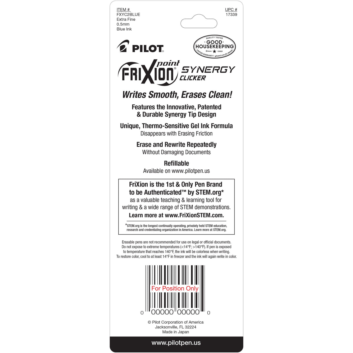 Frixion Point Synergy Clicker Extra Fine 2pk Blue