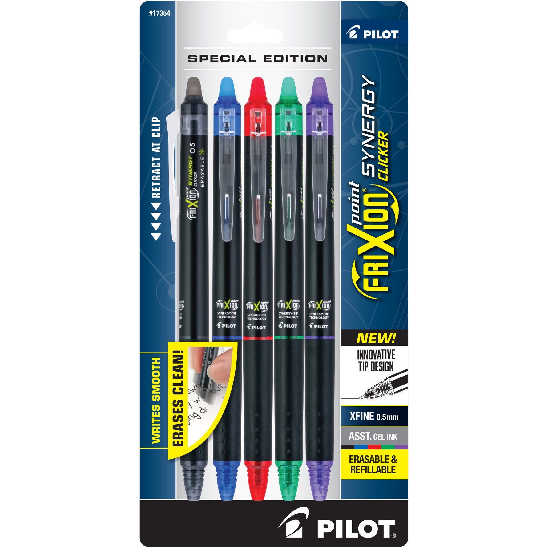 Frixion Point Synergy Clicker Extra Fine 5pk Assortment