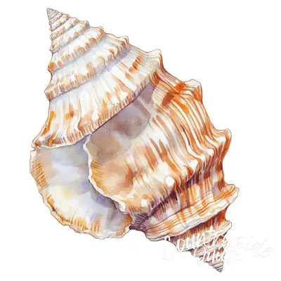 Watercolor Sea Shells Fabric Panel 27