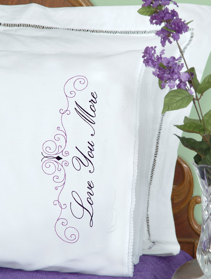 Love You Love You More Lace Edge Pillowcases