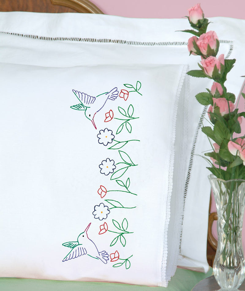 Hummingbirds Lace Edge Pillowcases