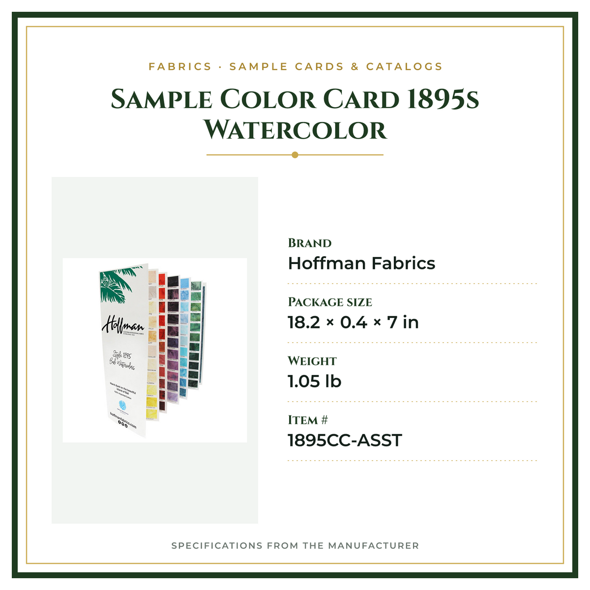 Product Specifications – Sample Color Card 1895s Watercolor