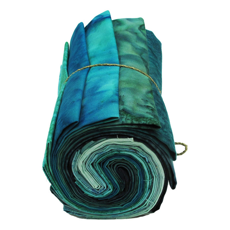 Fat Quarter, 1895s Batiks Teal Colorway, 12pcs/bundle