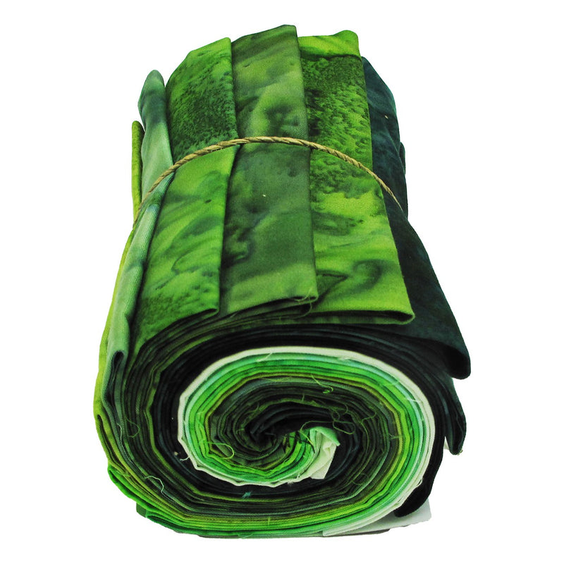 Fat Quarter, 1895s Batiks Green Colorway, 12pcs/bundle