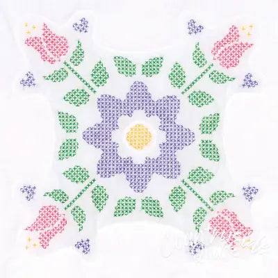 18in Quilt Blocks Cross-Stitch Tulips