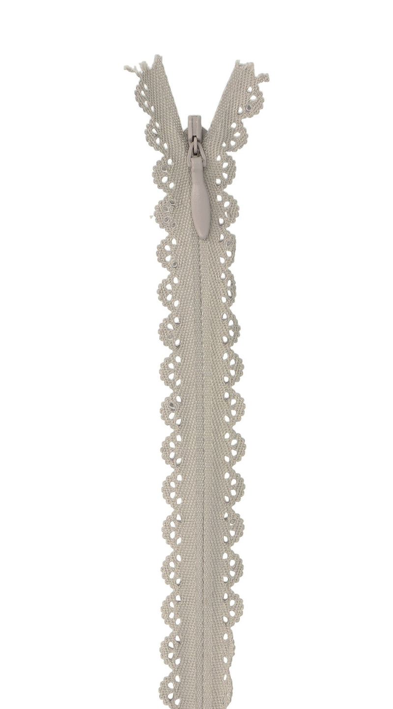 Lace Zipper 22cm Light Gray