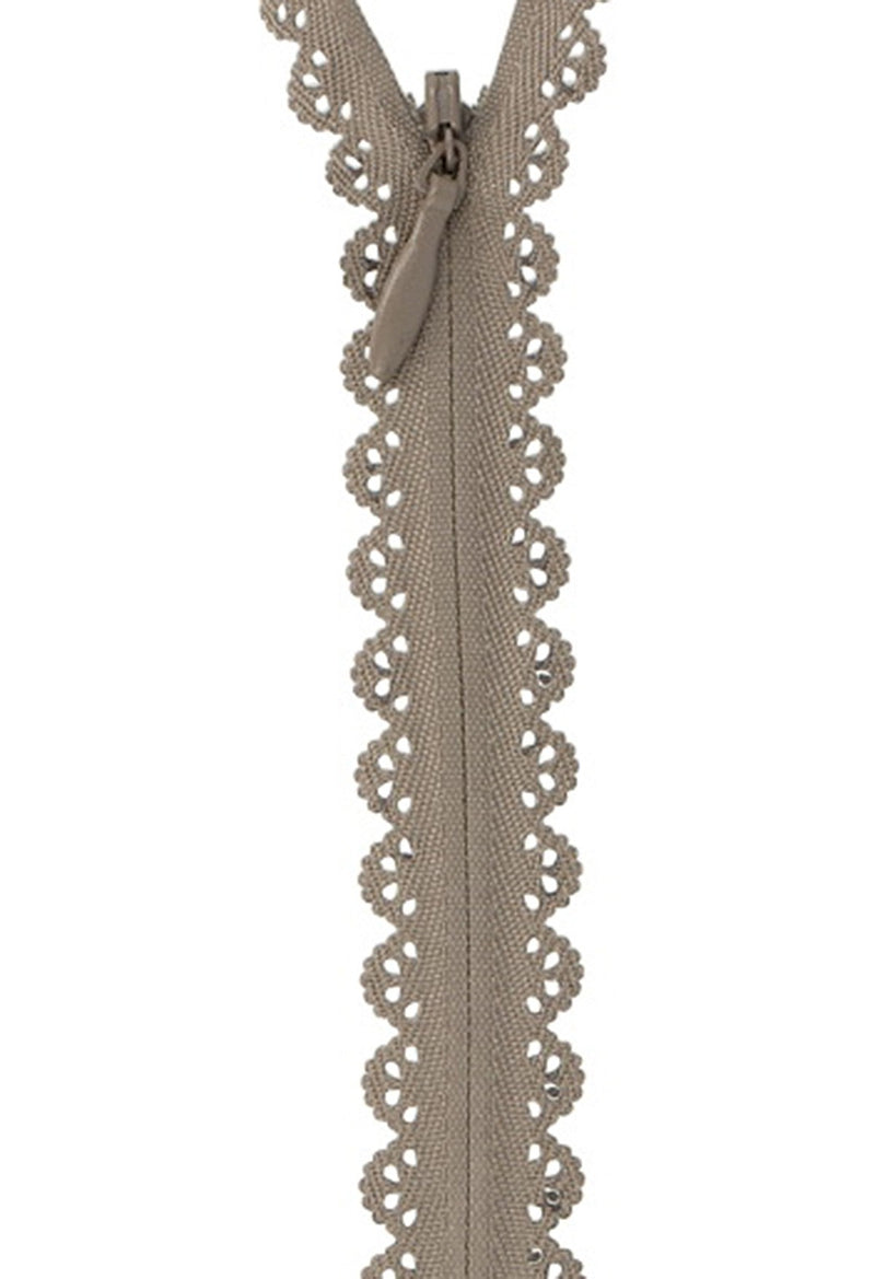 Zipper Lace 40cm, 19mm wide, taupe