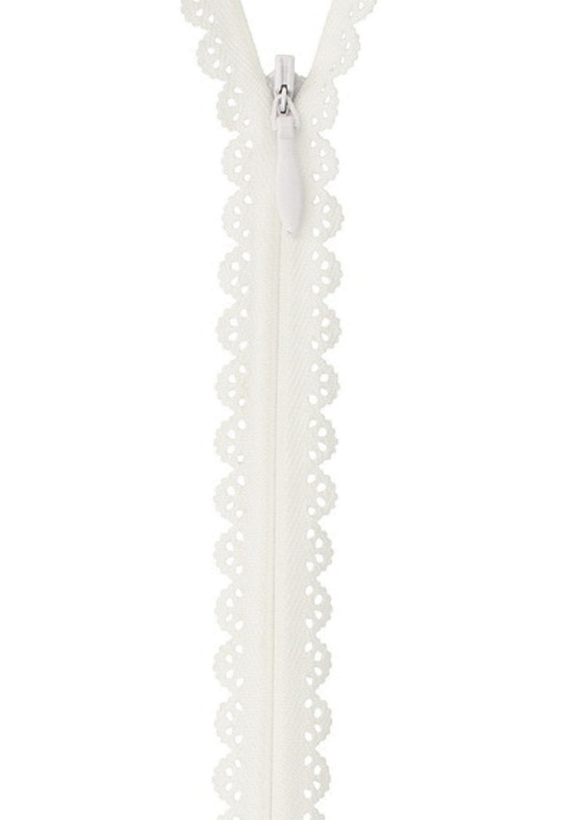 Zipper Lace 40cm, 19mm wide, white