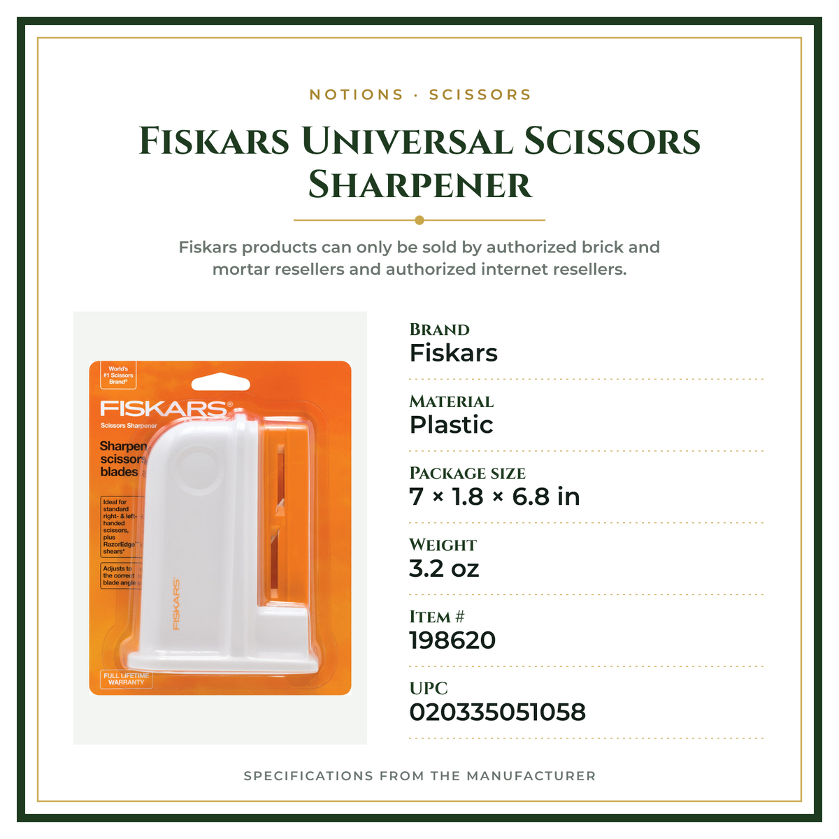 Product Specifications – Fiskars Universal Scissors Sharpener