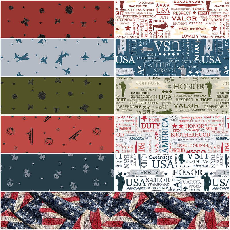 Coming Home 1 Yard Bundle Military Branches, 11 Pcs.