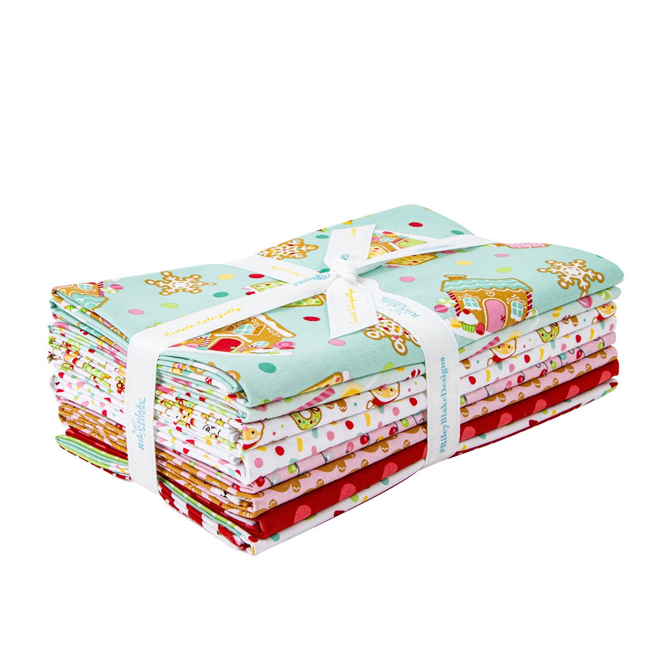 Gingerbread Kisses 1 Yard Bundle Blue, 8pcs