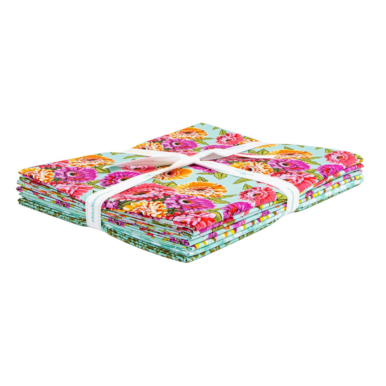 Zinnias 1 Yard Bundle Aqua, 7 Pcs.