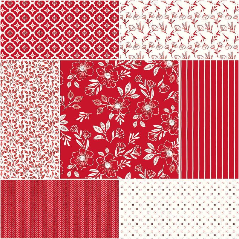 Radiant Ruby 1 Yard Bundle Schoolhouse, 7pcs
