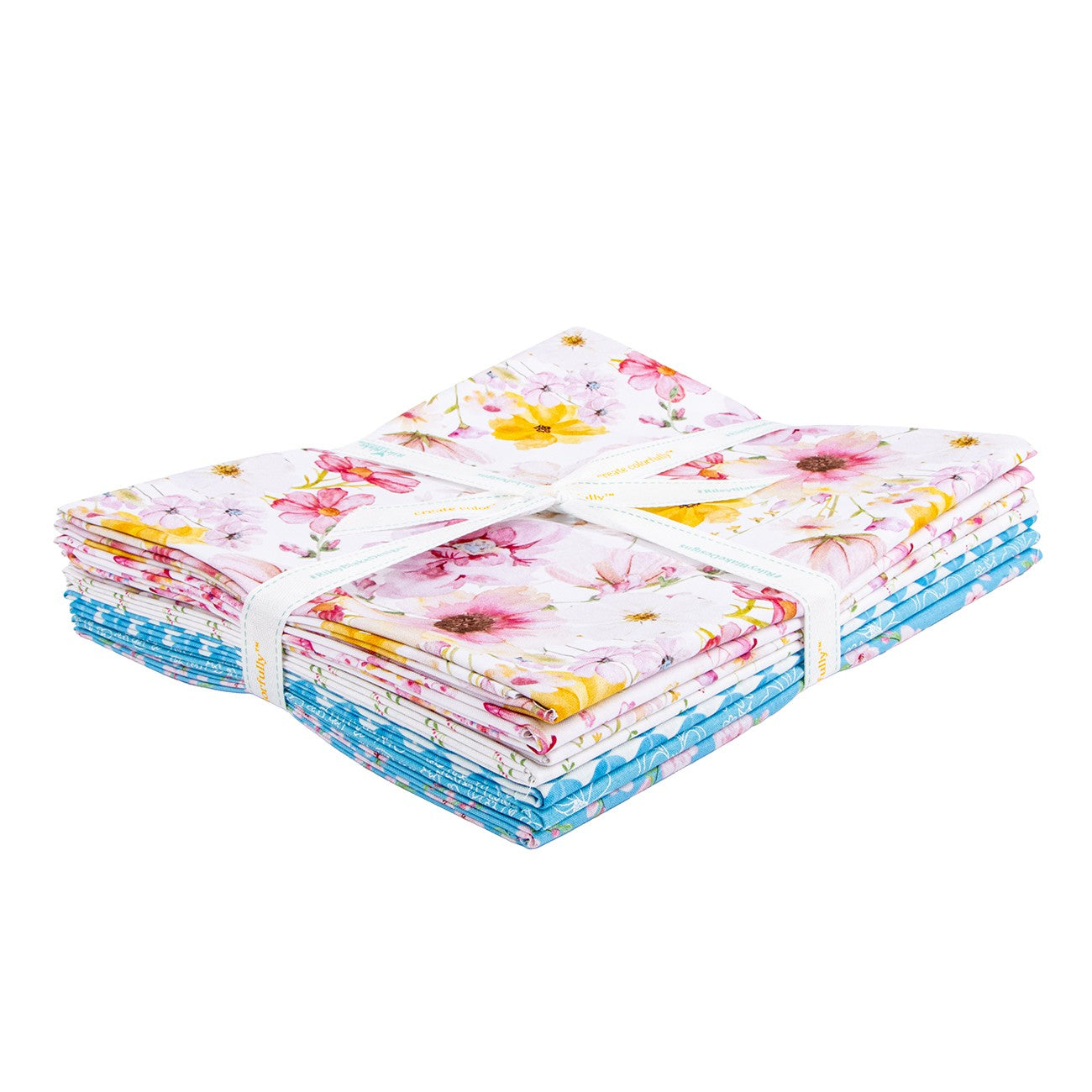 Painted Petals 1 Yard Bundle White, 7pcs