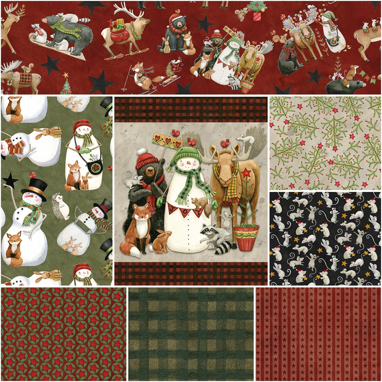 Northern Christmas 1 Yard Bundle Red, 8 Pcs.