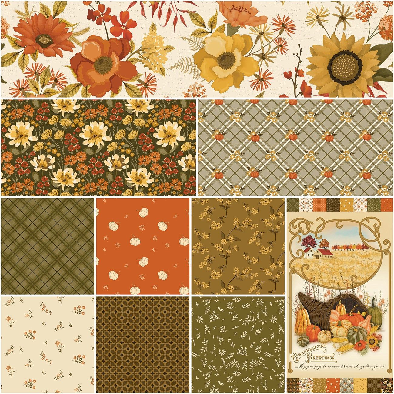 Bountiful 1 Yard Bundle Cream, 10 Pcs.