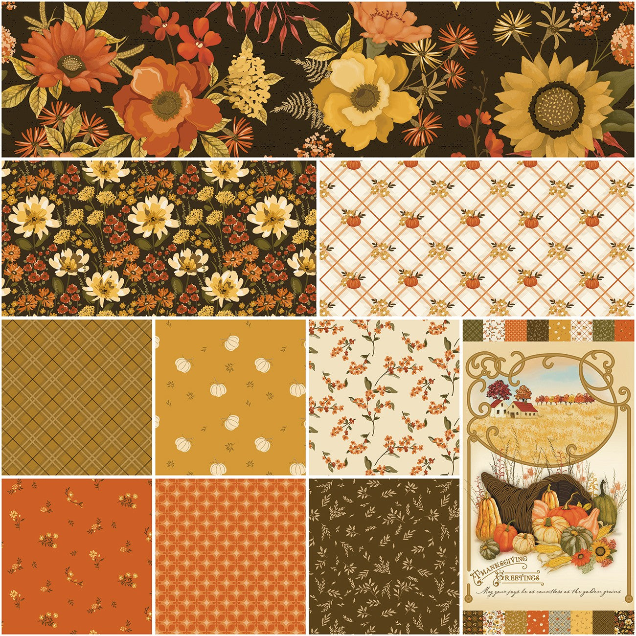 Bountiful 1 Yard Bundle Mocha, 10 Pcs.