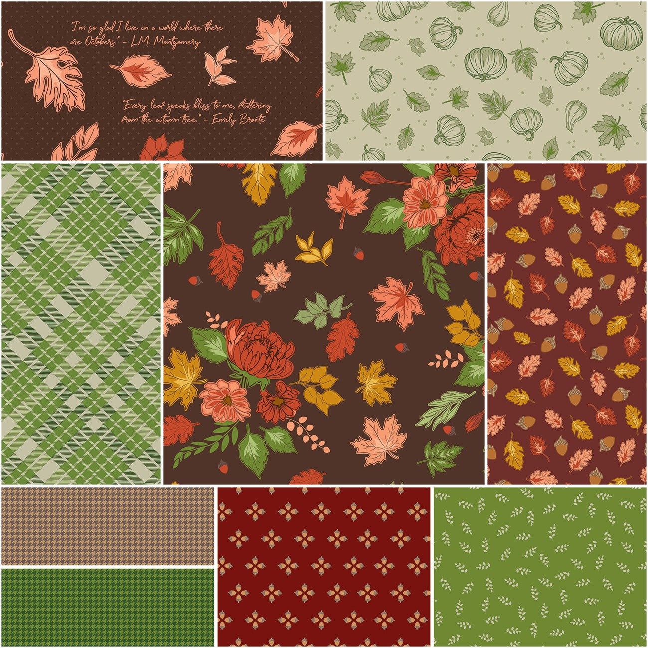 Cozy Autumn 1 Yard Bundle Brown, 9 Pcs.