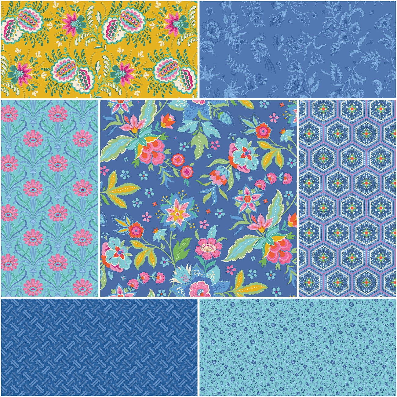 Kipling Gardens 1 Yard Bundle Blueberry, 7 Pcs.