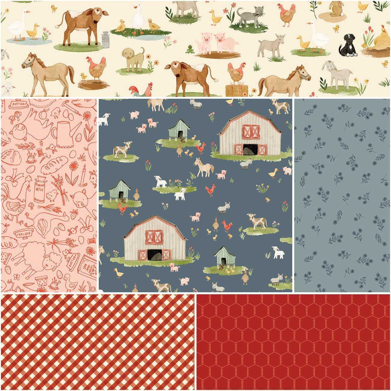 Lil' Farm Friends 1 Yard Bundle Thunder, 6 Pcs.