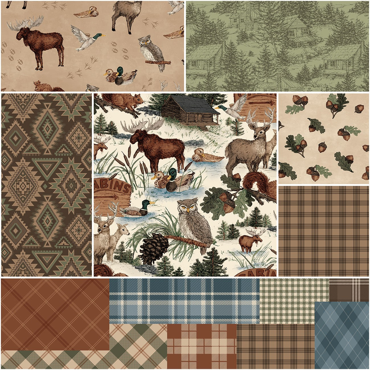 Whispering Pines 1 Yard Bundle Cream, 7 Pcs.
