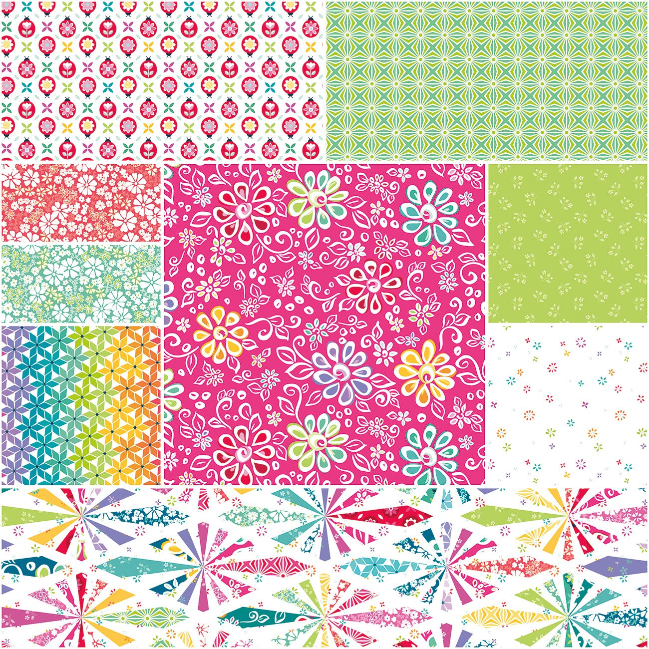 Chasing Rainbows 1 Yard Bundle Pink, 9 Pcs.