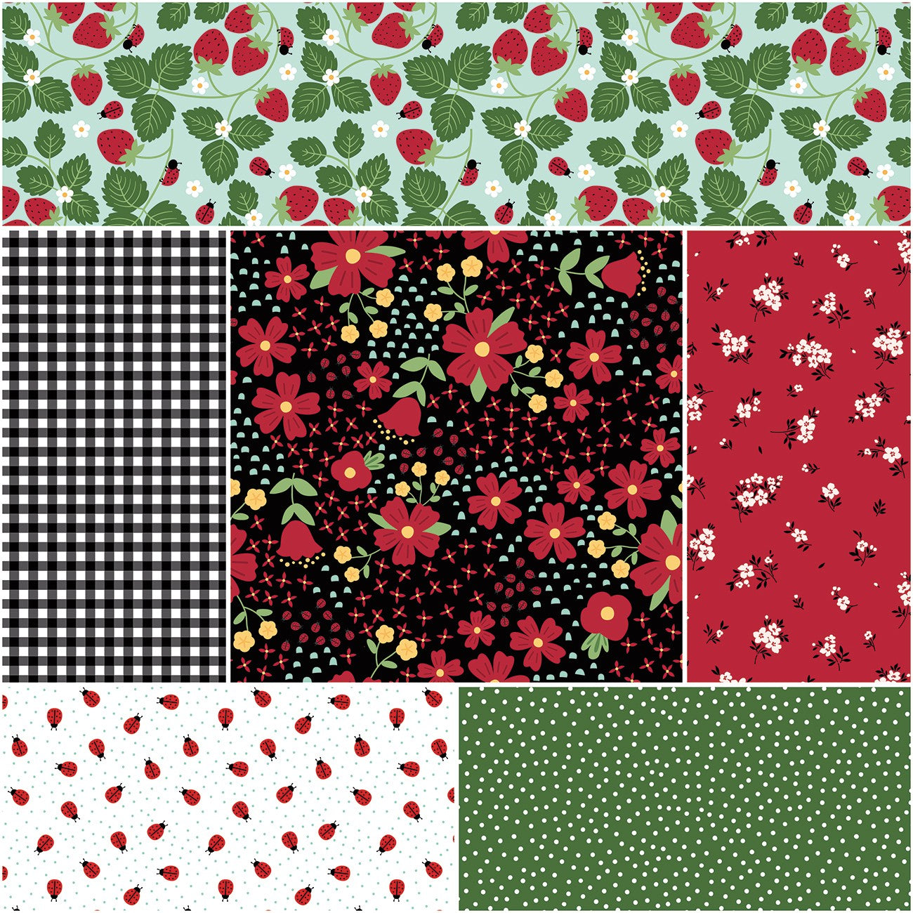 Little Ladybug 1 Yard Bundle Black, 6 Pcs.