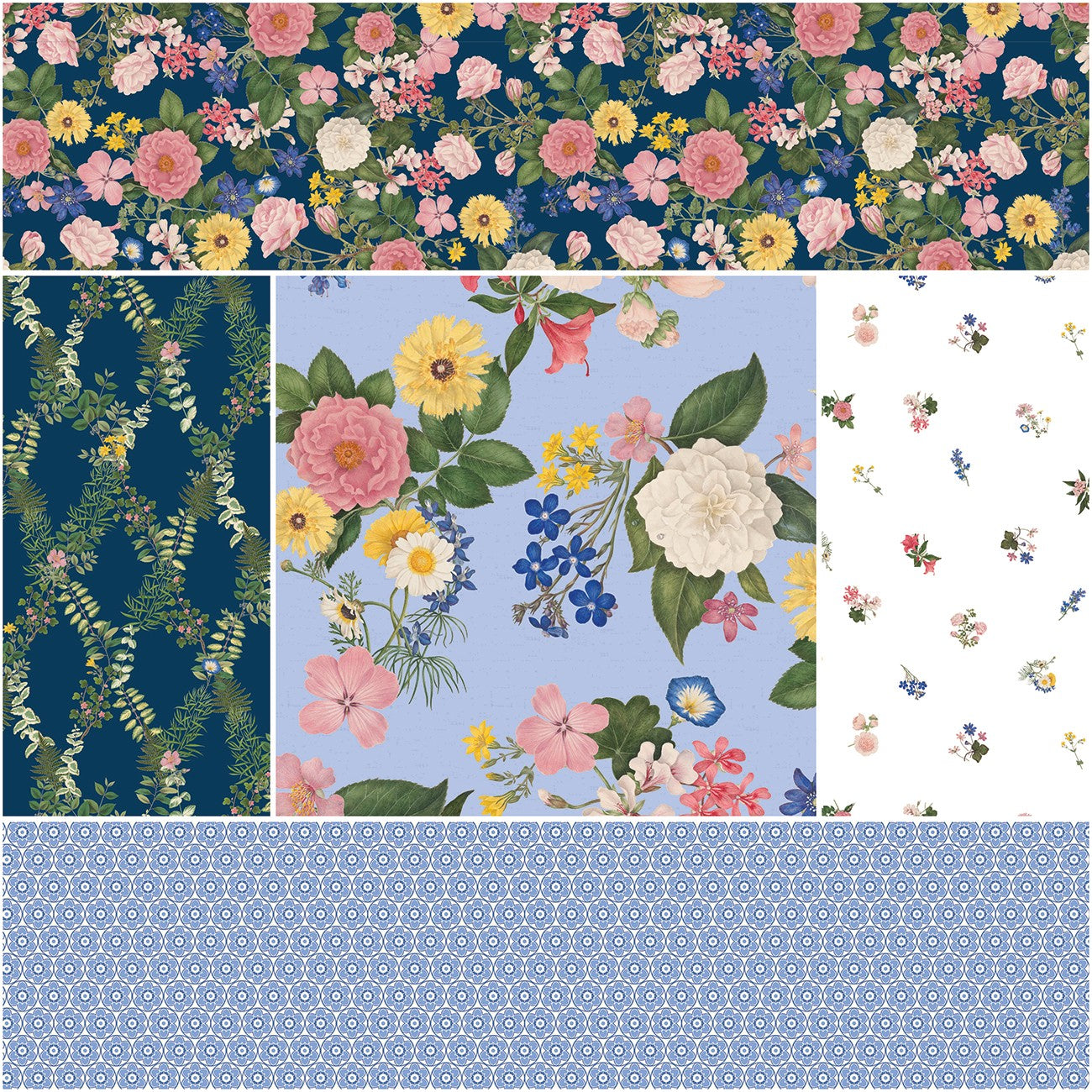 Everbloom 1 Yard Bundle Blue, 5 Pcs.