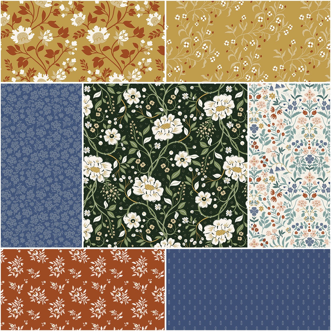 Before the Bloom 1 Yard Bundle Pine, 7 Pcs.
