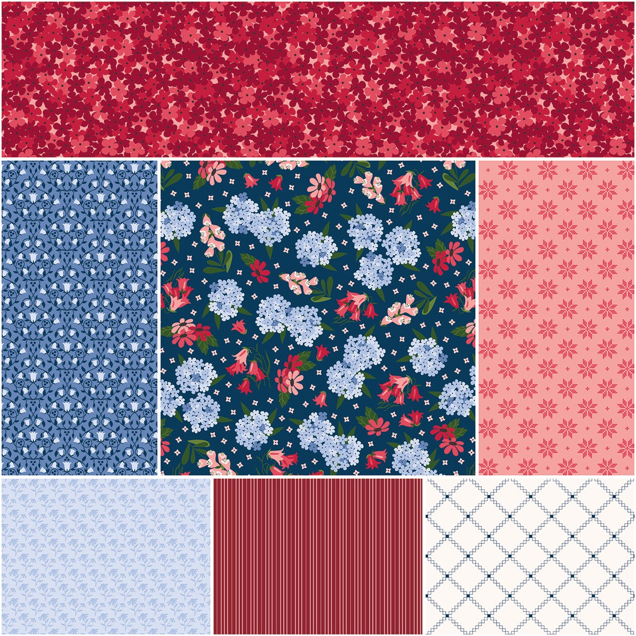 Foxglove 1 Yard Bundle Oxford Blue, 8 Pcs.